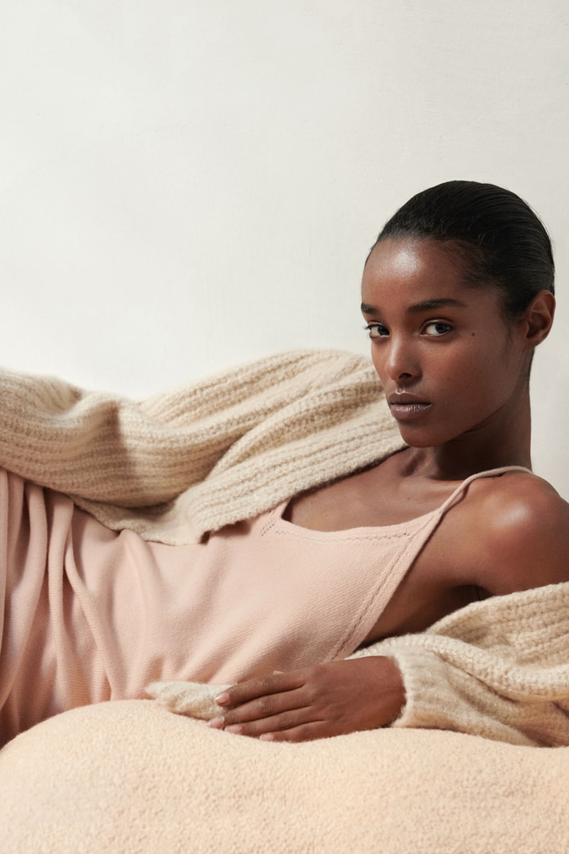 loro piana cashmere silk knitwear turtleneck slip dress slippers home Italy fall winter 2022