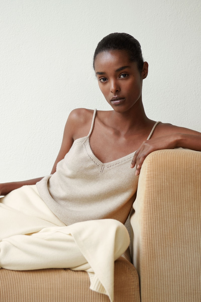 loro piana cashmere silk knitwear turtleneck slip dress slippers home Italy fall winter 2022