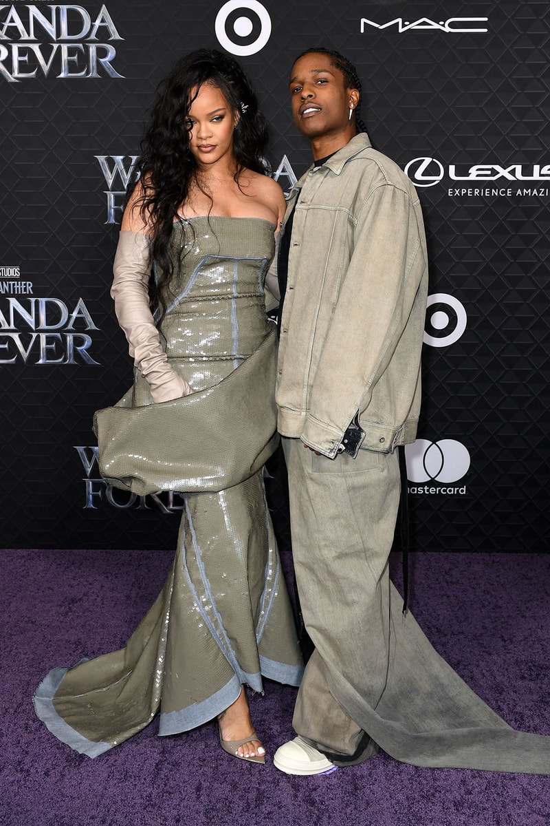 Rihanna, ASAP Rocky 'Black Panther' Wakanda Forever Premiere Red Carpet Outfit Images
