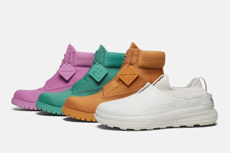 timberland pangaia footwear six inch boot slip on mule footwear capsule pink green