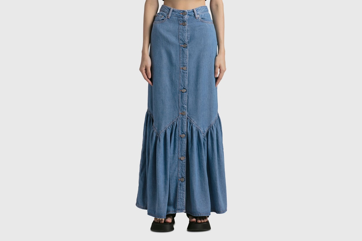 Denim Skirts Long Low-Rise Maxi Fashion Trend Y2k Bella Gigi Hadid Outfits Where to buy