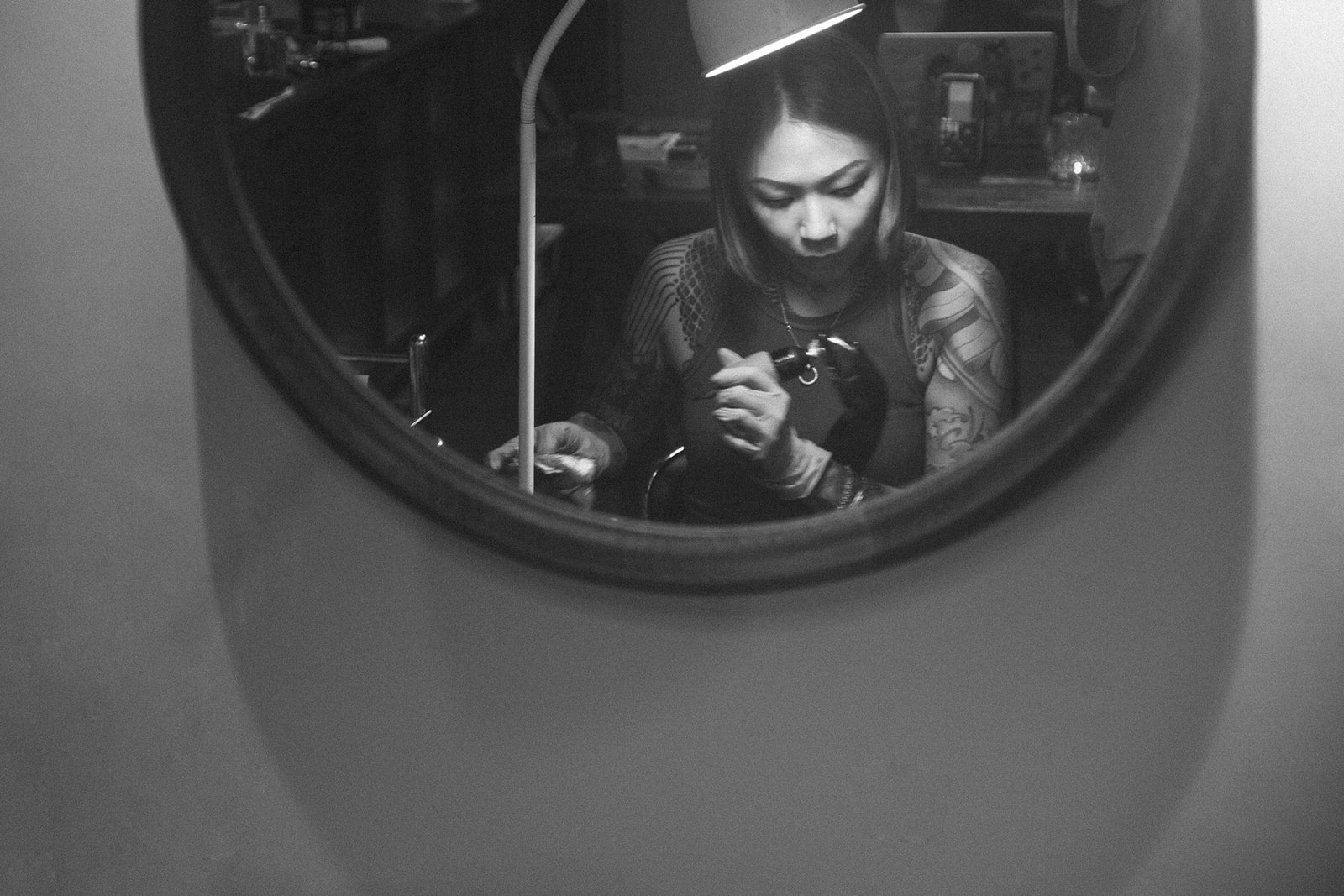 tattoo artist yeeki lo hong kong geometric line work black and grey private studio interview