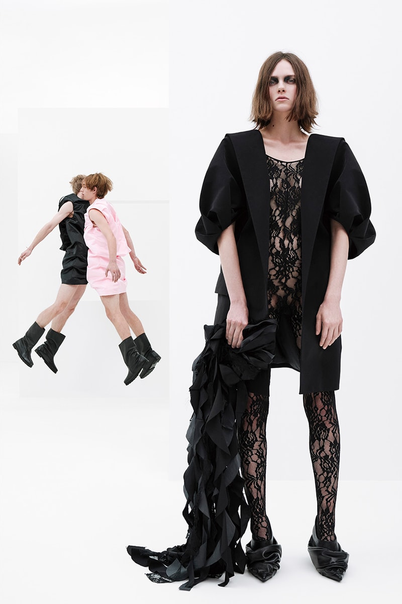 we11done spring summer rough strokes collection dresses jackets blazers PVC skirts lace bodysuits 