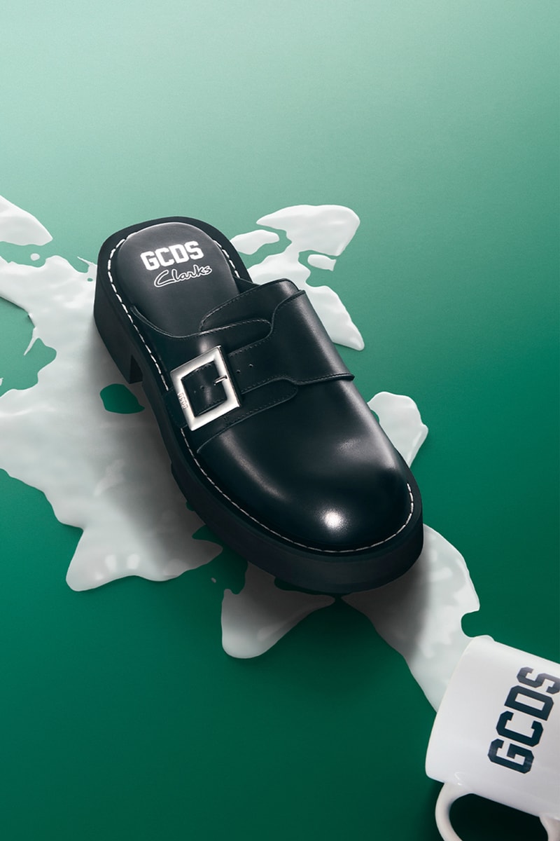 Clarks GCDS loafer penny pocket animal print leather milan runway fashion week mule platform Pietro coco Giuiliano Calza 