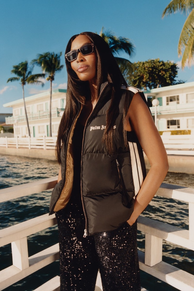 naomi campbell model moncler jacket palm angels tods loafers