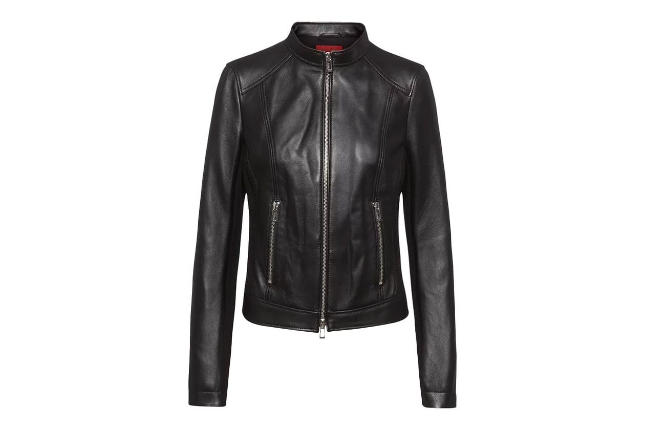 motorcycle leather motocross jacket black red hailey bieber bella hadid rosalia