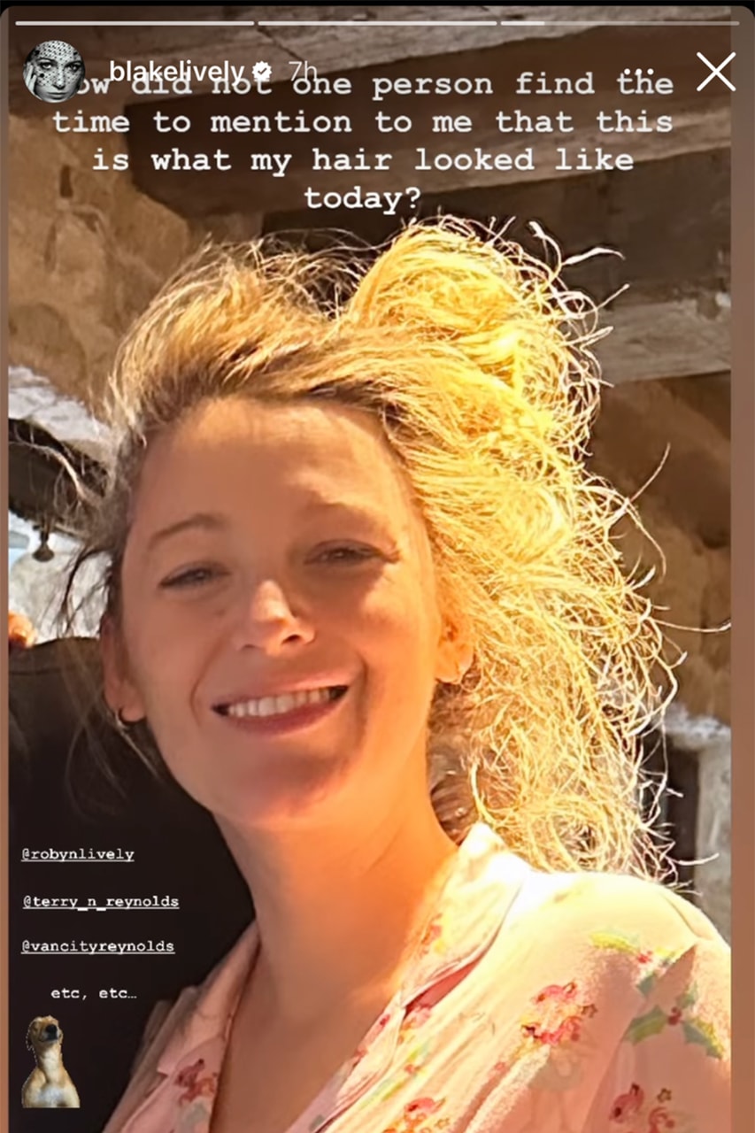 Blake Lively instagram selfie makeup bed hair