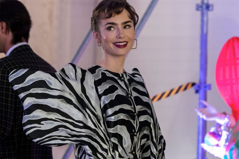 Lily Collins Parisian Side Swept Micro Fringe Is Peak Holiday Glam