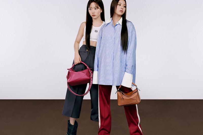 kpop nmixx loewe campaign shirts dresses bags shoes