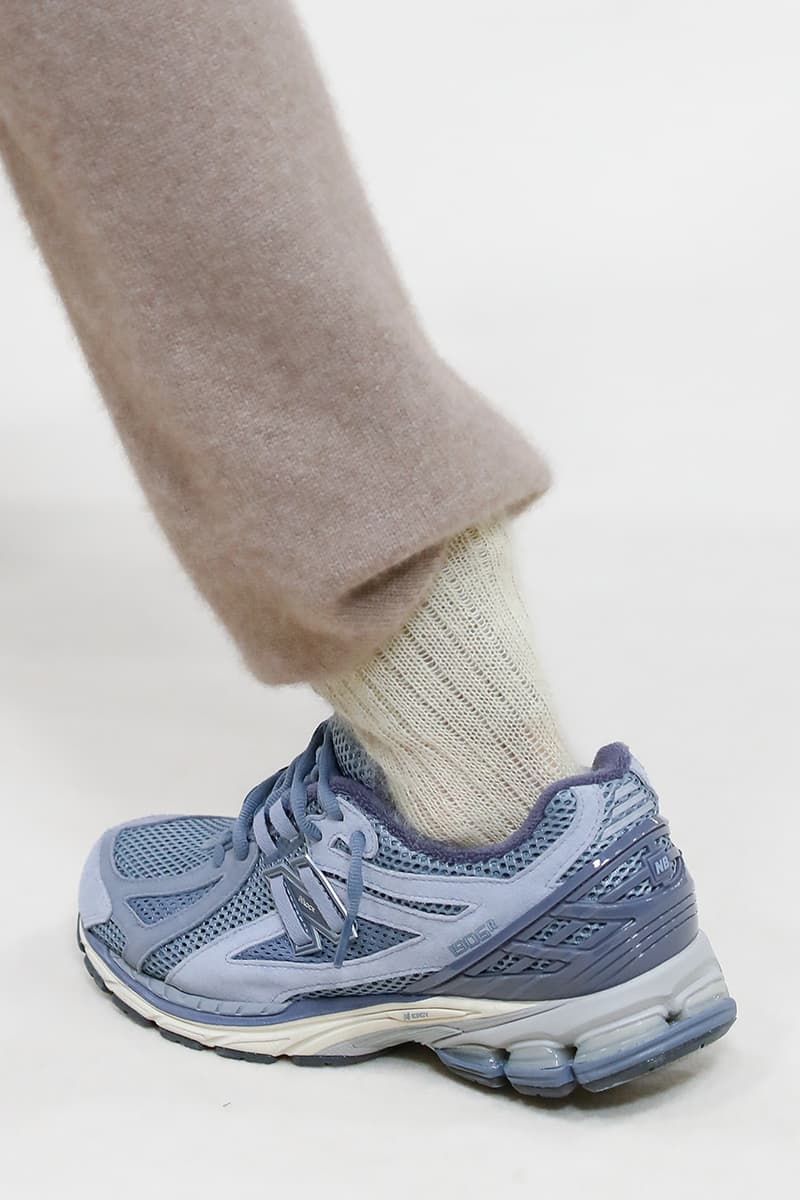 auralee new balance sneaker collaboration paris fashion week runway