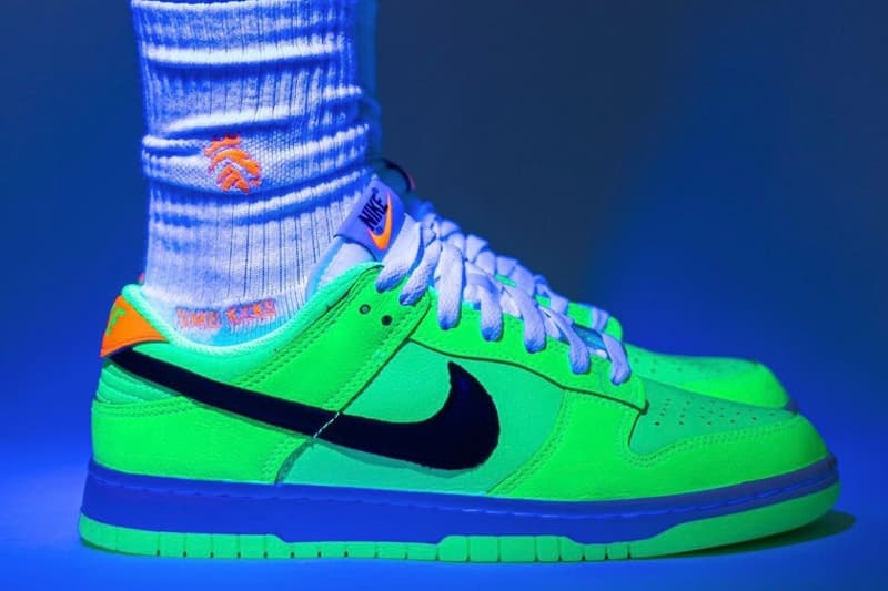 nike dunk low glowing green fluorescent sneaker trainer