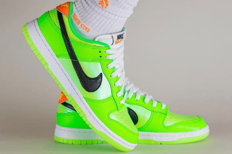 nike dunk low glowing green fluorescent sneaker trainer