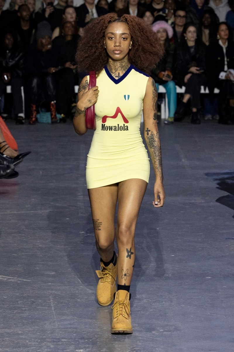 mowalola london fashion week runway hats lights baggy trousers