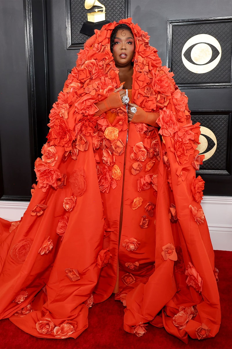 grammys orange dress Megan Thee Stallion Wears Orange Dress at the Grammys in 2021
