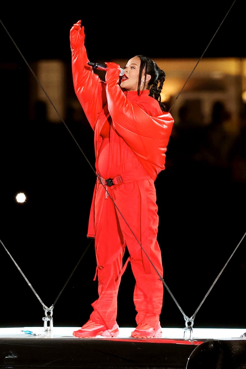 Rihanna Pregnant Baby Bump Reveal Super Bowl Halftime Show LVII Images