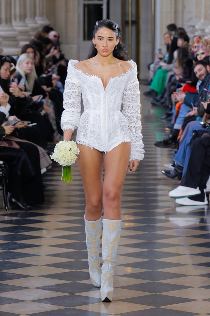 vivienne westwood paris show runway platform boots lace punk skirts