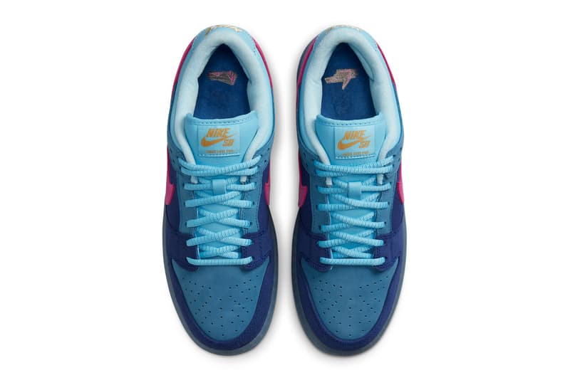 nike sb dunk high low run the jewels pink blue suede sneaker