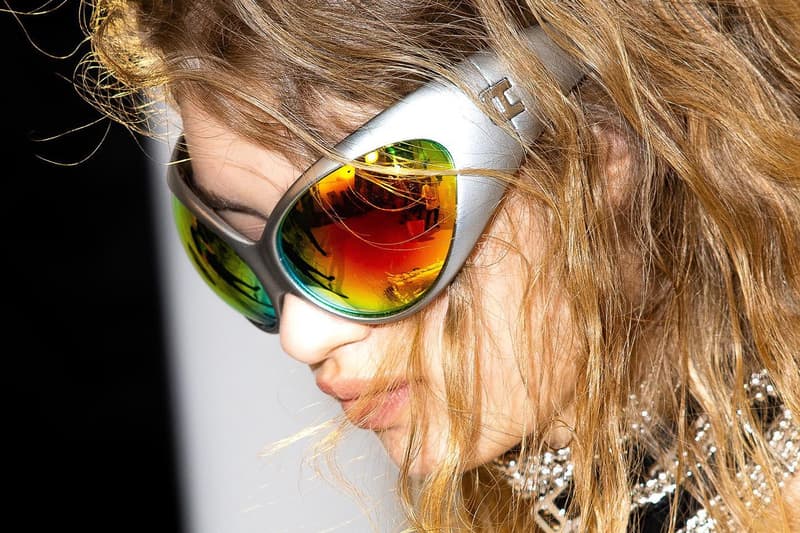 ambush alien sunglasses blue metallic silver green bug eyed