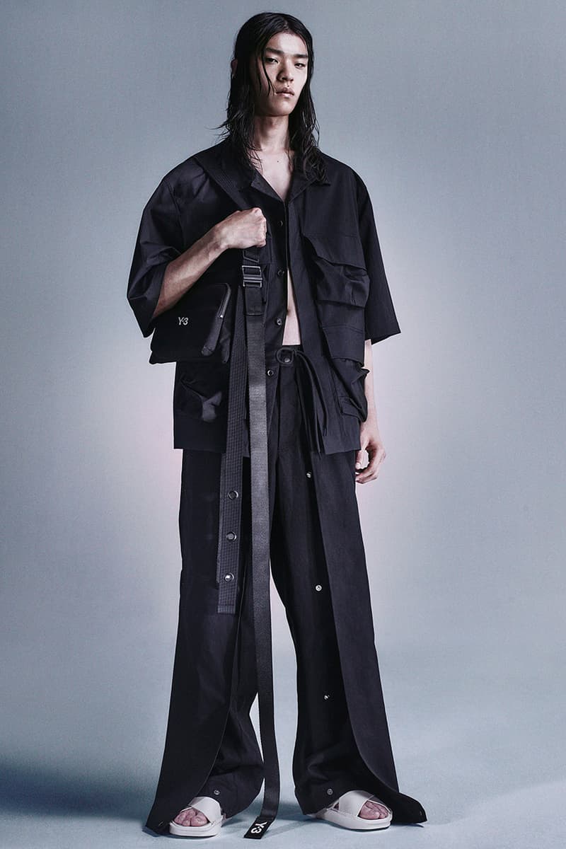adidas Yohji Yamamoto Y-3 spring/summer 2024 lookbook beach towel bags water slides sandals dresses joggers jackets 