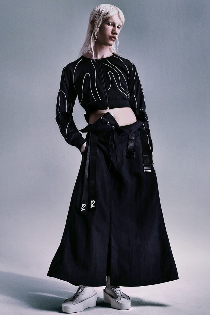 adidas Yohji Yamamoto Y-3 spring/summer 2024 lookbook beach towel bags water slides sandals dresses joggers jackets 