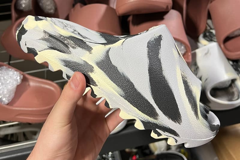 adidas yeezy slide rubber black white marble moon