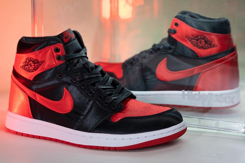 nike air jordan sneaker satin shoe black red