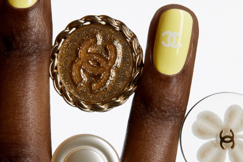 townhouse chanel logo sticker manicure nails red polish varnish