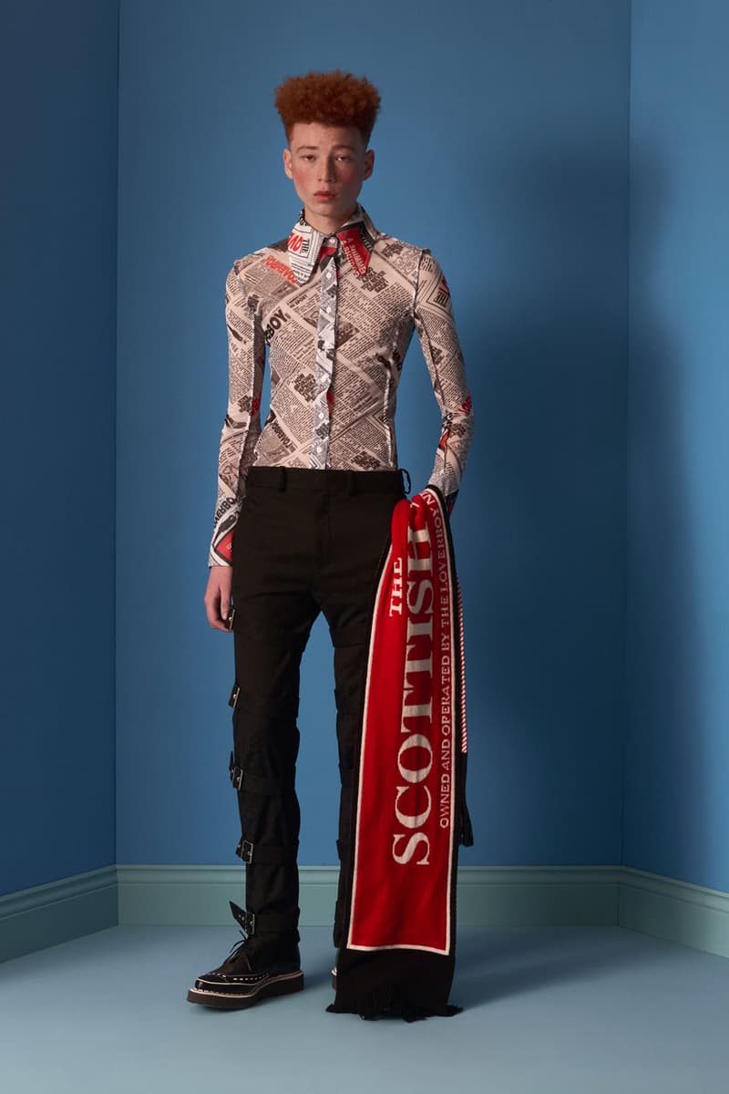 charles jeffrey loverboy autumn winter 2023 milan fashion week the engine room jackets skirts kilts dresses sweaters beanies balaclavas