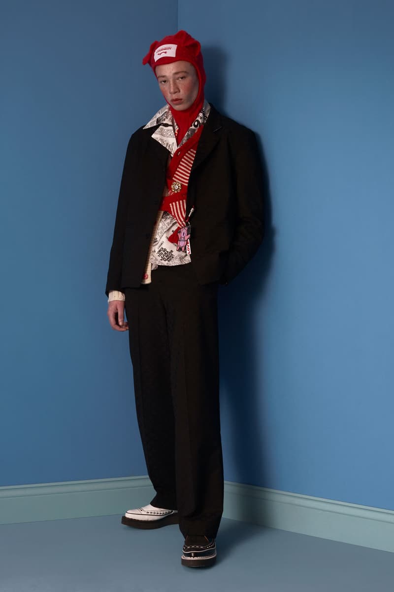 charles jeffrey loverboy autumn winter 2023 milan fashion week the engine room jackets skirts kilts dresses sweaters beanies balaclavas