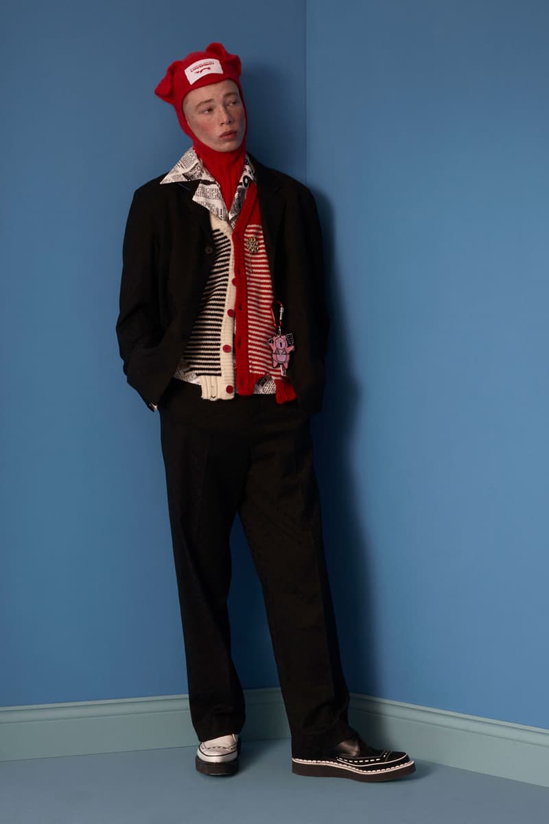 charles jeffrey loverboy autumn winter 2023 milan fashion week the engine room jackets skirts kilts dresses sweaters beanies balaclavas