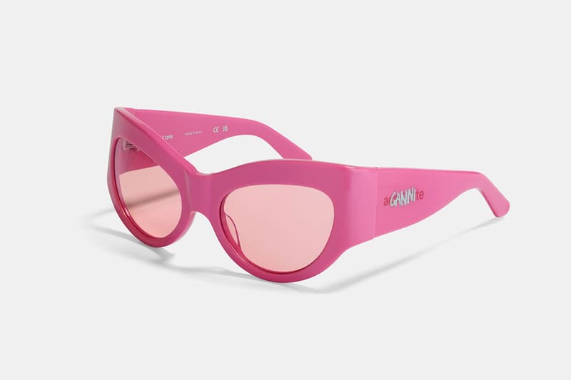 ganni ace tate sunglasses pink burgundy green brown frames