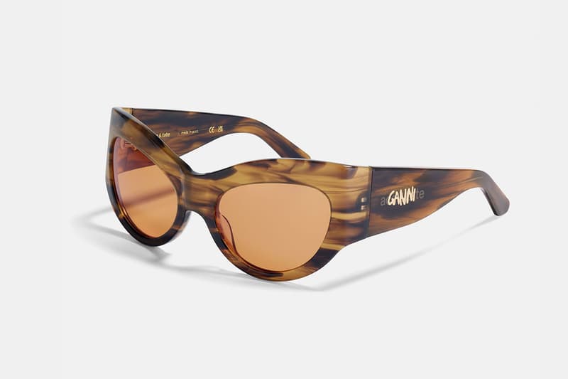 ganni ace tate sunglasses pink burgundy green brown frames