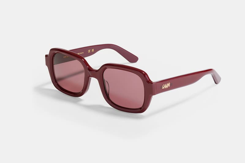 ganni ace tate sunglasses pink burgundy green brown frames