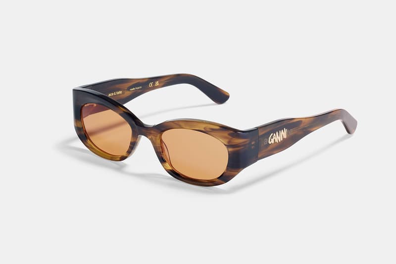 ganni ace tate sunglasses pink burgundy green brown frames