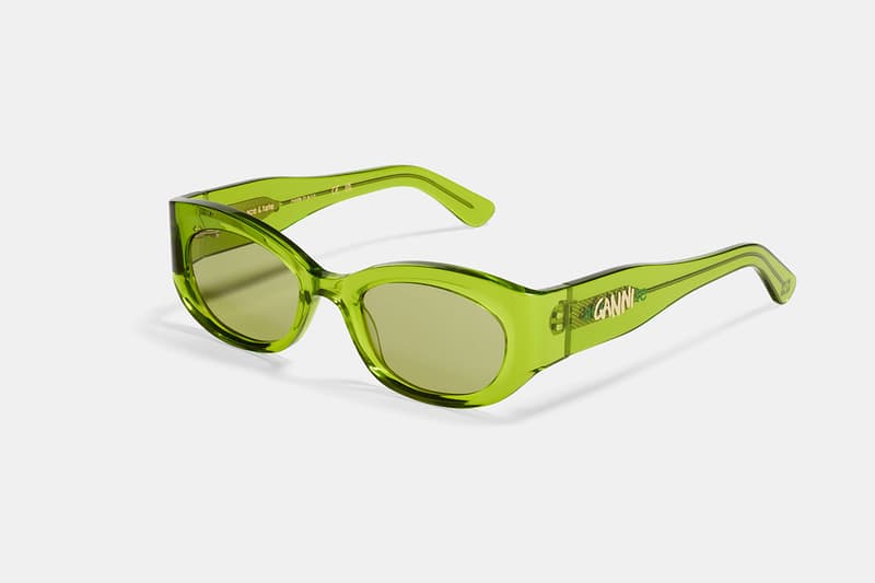 ganni ace tate sunglasses pink burgundy green brown frames