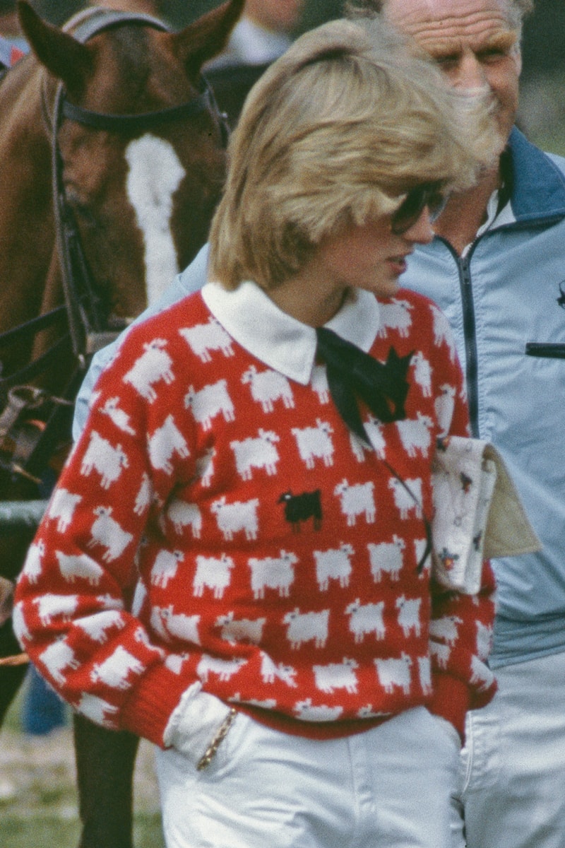princess diana sotheby's fashion sale auctions black sheep sweater princes charles netflix the crown queen elizabeth royals 