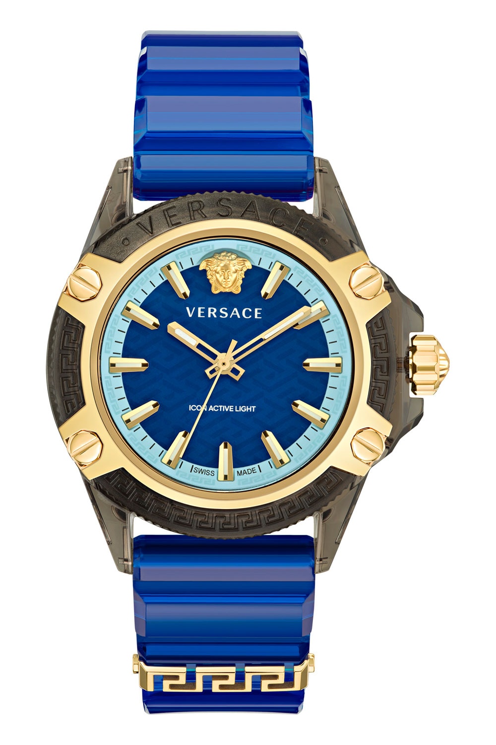 Versace new Icon Active Indiglo movement dial backlighting spring summer 2023 SS23