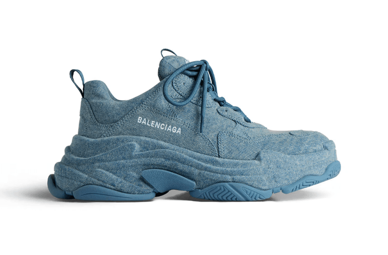balenciaga denim triple s sneaker blue chunky sole shoe