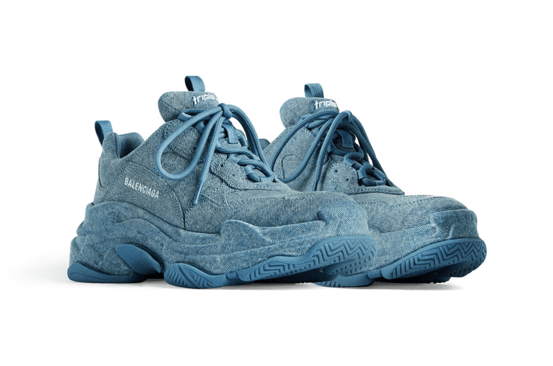 balenciaga denim triple s sneaker blue chunky sole shoe