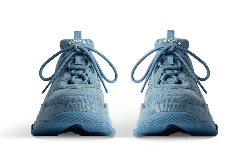 balenciaga denim triple s sneaker blue chunky sole shoe