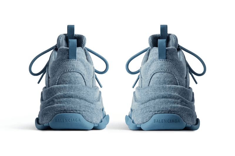 balenciaga denim triple s sneaker blue chunky sole shoe
