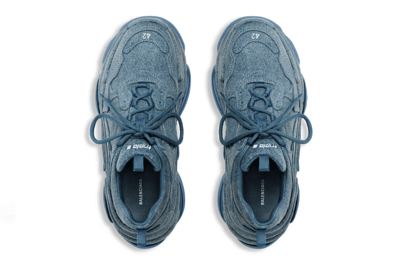 balenciaga denim triple s sneaker blue chunky sole shoe