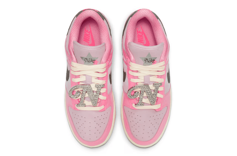 nike barbie sneakers pink dunk low chain bling laces