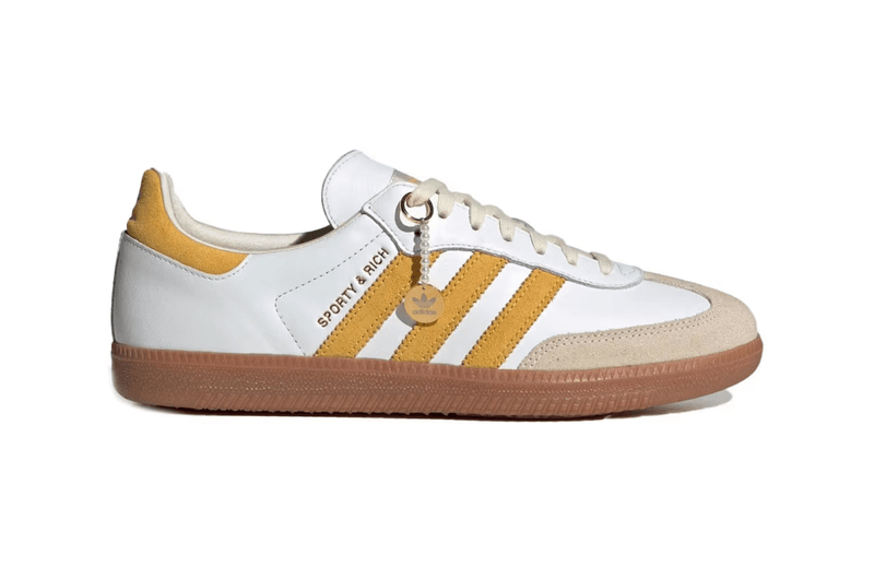 sporty and rich adidas samba sneaker white burgundy beige