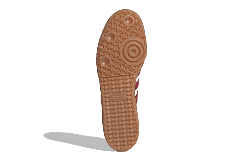 sporty and rich adidas samba sneaker white burgundy beige