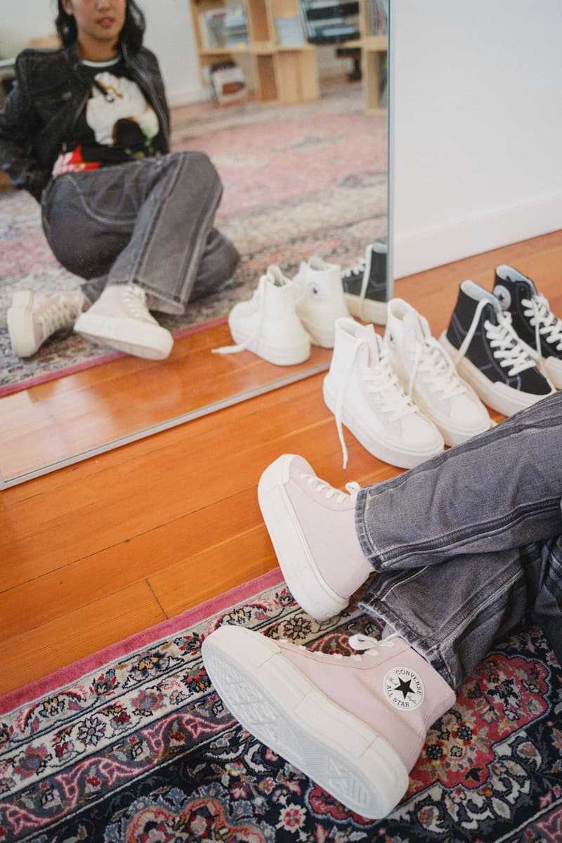 converse eunice chang style residency ctas cruise sneaker chuck taylor all star silhouette lace up high top shoe pink black blush skater skate 90s inspired los angeles california