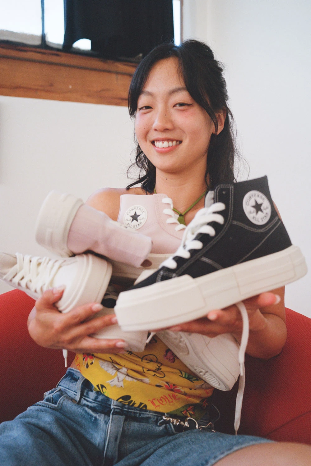 converse eunice chang style residency ctas cruise sneaker chuck taylor all star silhouette lace up high top shoe pink black blush skater skate 90s inspired los angeles california