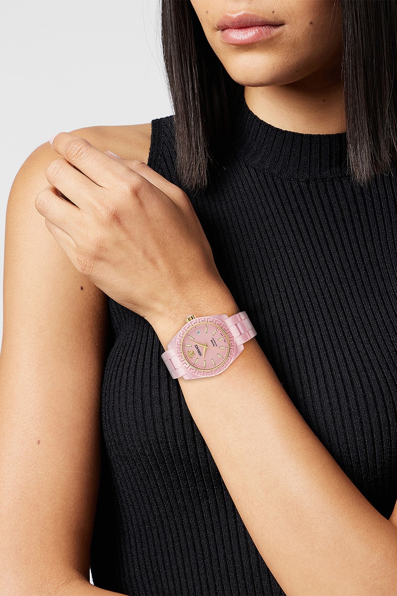 versace watches dv one automatic black white pink ceramic release details