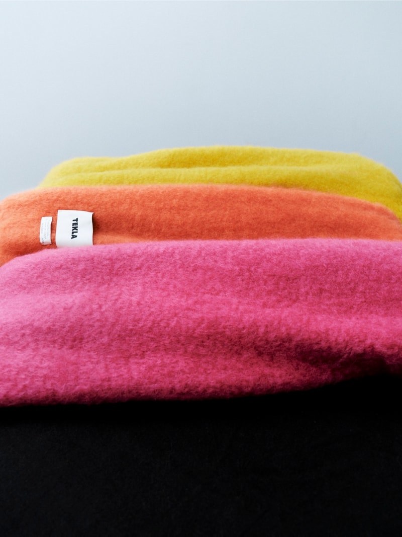 tekla blankets yellow berry blue