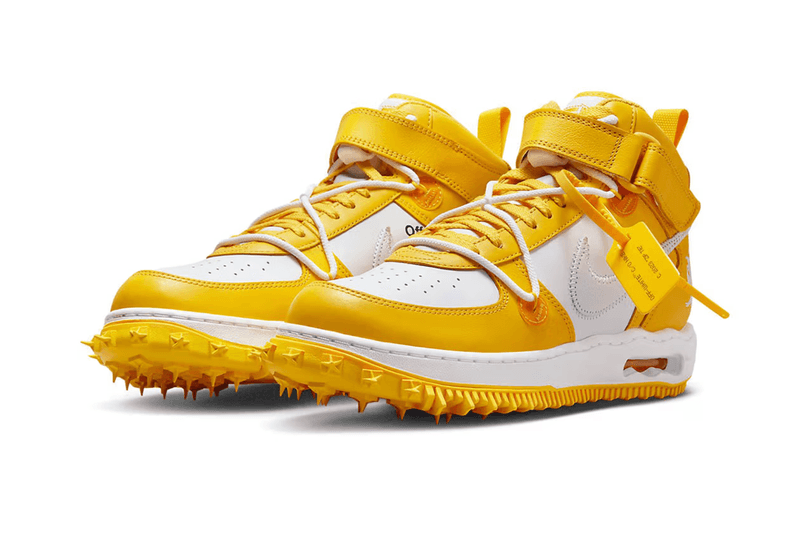 off-white nike air force 1 yellow varsity sneaker